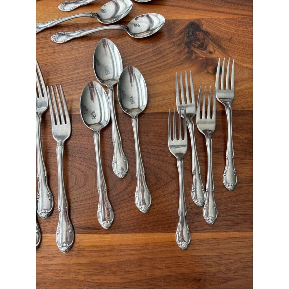 Gorham Musette Stainless Gorhamcraft Glossy Silverware Flatware Set 22 Piece